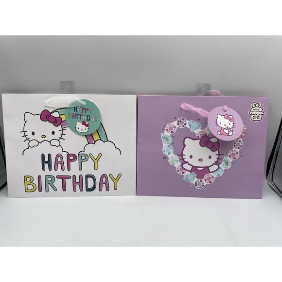 NEW Hello Kitty Sanrio Set Of 2 Gift Bags With Handles & Gift Tags - Picture 1 of 8